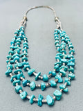 Chunky Vintage Native American Navajo Turquoise Nugget Heishi Necklace Old