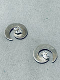 Interesting Vintage Native American Navajo Sterling Silver Swirl Earrings-Nativo Arts