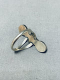 Elegant Vintage Native American Navajo Mother Of Pearl Sterling Silver Ring-Nativo Arts