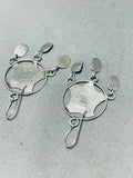 Impressive Vintage Native American Navajo Sterling Silver Dangle Bear Earrings-Nativo Arts