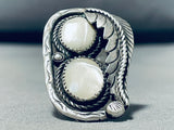 Rare Vintage Native American Navajo Mother Of Pearl Sterling Silver Ring-Nativo Arts