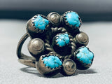 Outstanding Vintage Native American Navajo Kingman Turquoise Sterling Silver Ring-Nativo Arts