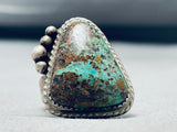 Native American Exceptional Vintage Pilot Mountain Turquoise Sterling Silver Ring-Nativo Arts