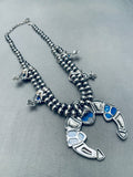Gorgy Vintage Southwest Denim Lapis Sterling Silver Squash Blossom Necklace-Nativo Arts