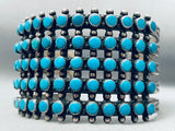 Towering Vintage Native American Navajo Teardrop Turquoise Sterling Silver Bracelet-Nativo Arts