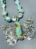 Spectacular Native American Navajo Royston Turquoise Sterling Silver Butterfly Necklace-Nativo Arts