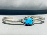 One Of The Best Vintage Native American Navajo Signed Morenci Turquoise Sterling Silver Cuff-Nativo Arts