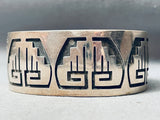Detailed Geometric Vintage Navajo Sterling Silver Bracelet Cuff Hvy-Nativo Arts