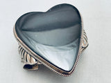 The Best Vintage Native American Navajo Onyx Sterling Silver Heart Bracelet-Nativo Arts