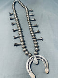 Early Vintage Navao Sterling Silver Turquoise Squash Blossom Necklace-Nativo Arts