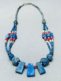 Gorgeous Vintage Southwest Midnight Lapis Turquoise Sterling Silver Necklace-Nativo Arts