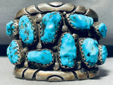155 Grams!! Vintage Native American Navajo Turquoise Sterling Silver Bracelet Old-Nativo Arts