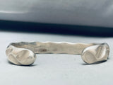 Rare Technique Vintage Native American Navajo Sterling Silver Hand Tooled Bracelet-Nativo Arts