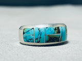 Special Vintage Native American Navajo Blue Diamond Turquoise Sterling Silver Ring-Nativo Arts