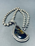 Moonlight Reflection Agate!! Vintage Native American Navajo Sterling Silver Necklace-Nativo Arts