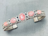 Stunning Vintage Native American Navajo Rhodochrosite Sterling Silver Rope Bracelet-Nativo Arts
