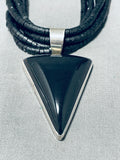 One Of The Best Vintage Native American Navajo Jet Sterling Silver Necklace-Nativo Arts