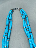 One Of The Best Ever Vintage Native American Navajo Turquoise Sterling Silver Necklace-Nativo Arts