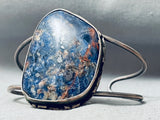 Huge Vintage Native American Navajo Sodalite Sterlign Silver Dark Patina Bracelet-Nativo Arts