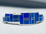 6 Inch Wrist Ray Tracey Vintage Native American Navajo Lapis Sterling Silver Bracelet-Nativo Arts