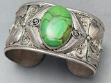 Detailed Vintage Southwest Gaspeite Sterling Silver Leaf Bracelet-Nativo Arts