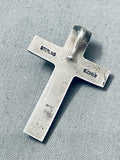 Exquisite Vintage Native American Navajo Signed Rob Chee Turquoise Sterling Silver Cross Pendant-Nativo Arts