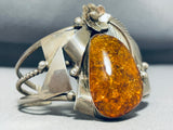 One Of The Best Vintage Native American Navajo Ancient Tree Sap Sterling Silver Bracelet-Nativo Arts