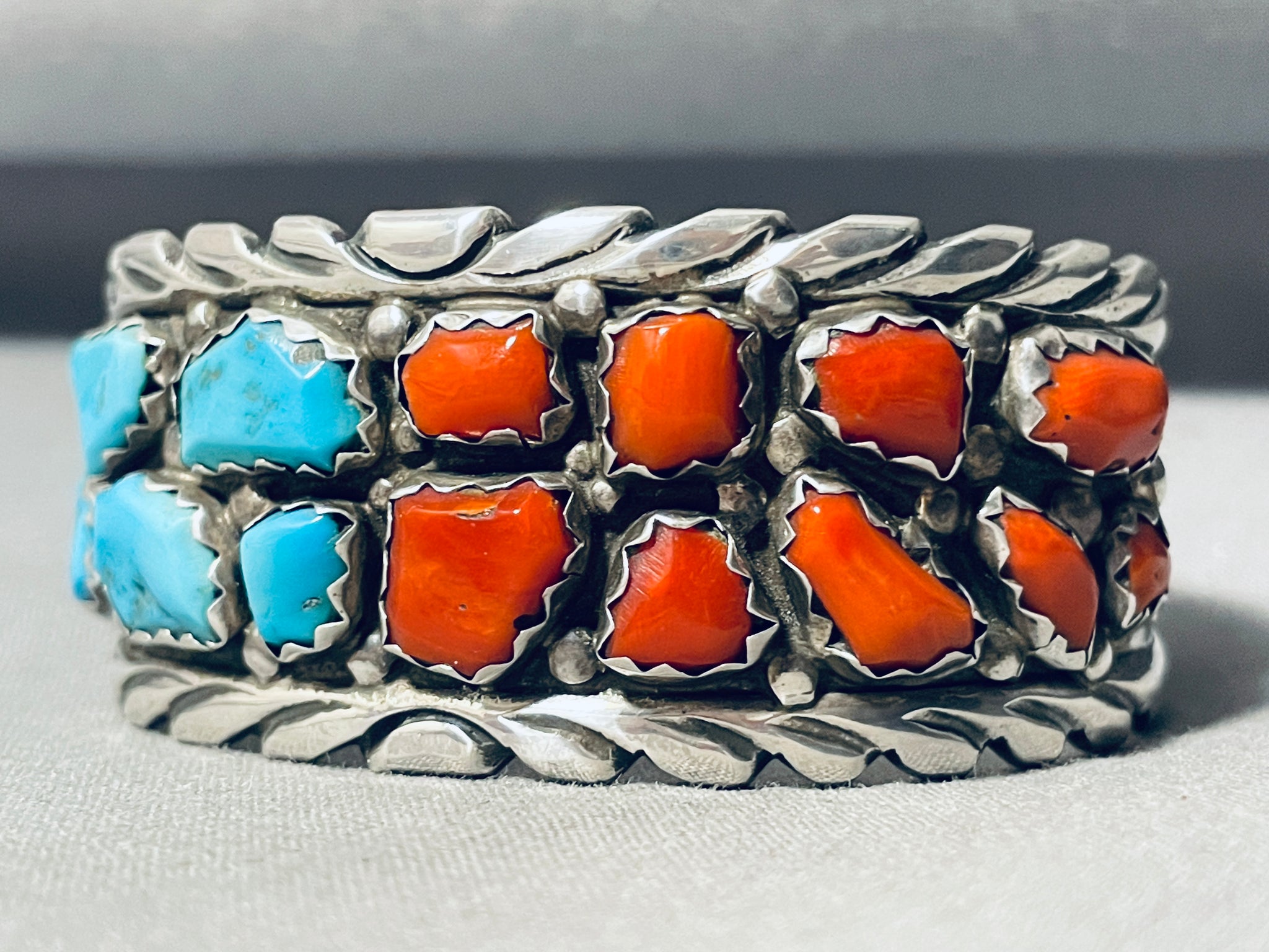 Chunks Of Stones Vintage Native American Zuni Coral Turquoise Sterling –  Nativo Arts