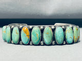 Hemer Brown!! 91 Grams Vintage Native American Navajo Green Turquoise Sterling Silver Bracelet-Nativo Arts