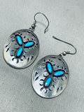 Exquisite Vintage Native American Navajo Sleeping Beauty Turquoise Sterling Silver Earrings-Nativo Arts