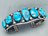 Heavy Vintage Native American Navajo Turquoise Sterling Silver Wire Bracelet-Nativo Arts