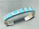 Breathtaking Vintage Native American Navajo 7 Blue Gem Turquoise Sterling Silver Bracelet-Nativo Arts