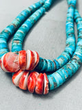250 Grams Vintage Native American Navajo Heishi Kingman Turquoise Sterling Silver Necklace-Nativo Arts