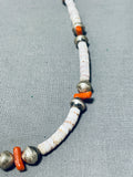 Native American Glorious Vintage Santo Domingo Coral Shell Heishi Sterling Silver Necklace-Nativo Arts
