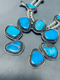 Gasp! 158 Grams Native American Navajo Turquoise Sterling Silver Squash Blossom Necklace-Nativo Arts