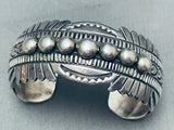 One Of The Most Detailed Vintage Native American Navajo Hand Tooled Sterling Silver Bracelet-Nativo Arts