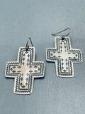 Impressive Vintage Navajo Sterling Silver Cross Earrings-Nativo Arts