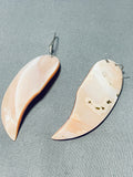 Spectacular Native American Zuni Large Shell Turquoise Coral Corn Maiden Earrings-Nativo Arts