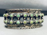 One Of Best Very Early Vintage Native American Navajo Green Turquoise Sterling Silver Bracelet-Nativo Arts