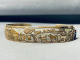 Art In The Details!! Vintage Native American Navajo Turquoise Inlay Sterling Silver Bracelet-Nativo Arts