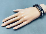 One Of The Most Unique Vintage Native American Navajo Heishi Inlay Sterling Silver Bracelet-Nativo Arts