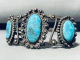 Very Old 1920's/30's Heavy! Vintage Native American Navajo Turquoise Sterling Silver Bracelet-Nativo Arts