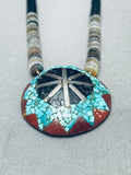 Native American Mesmerizing Vintage Santo Domingo Inlay Turquoise Jet Shell Necklace-Nativo Arts