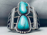 Heavy 98 Grams Vintage Native American Navajo Turquoise Sterling Silver Bracelet-Nativo Arts