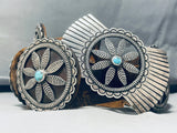 628 Grams Vintage Native American Navajo Turquoise Sterling Silver Concho Belt-Nativo Arts