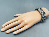 Heavy Thick Ropes Vintage Native American Navajo Sterlingn Silver Bracelet-Nativo Arts