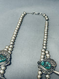 Gasp! 300 Gram Vintage Native American Navajo Turquoise Sterling Silver Squash Blossom Necklace-Nativo Arts