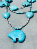Bear Turquoise Vintage Navajo Sterling Silver Fetish Necklace
