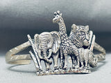 Jungle Animals Vintage Sterling Silver Bracelet Cuff-Nativo Arts