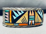 6.5 Inch Wrist Vintage Zuni Extreme Inlay Sterling Silver Bracelet-Nativo Arts